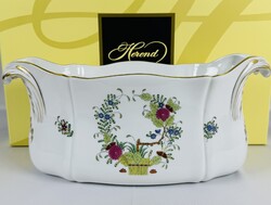 Herendi „Indiai Virágkosár” mintás nagyméretű csónak alakú kaspó