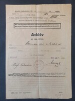 Adóív Szilas-i lakosnak Komárom vármegye 1942