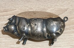 Angol ezüst tűpárna malacka az 1900-as évekből