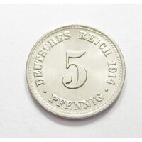 Németország,5 pfennig 1914 D aUNC+ nikkel