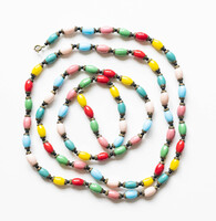 Vintage nyaklánc színes üveg gyöngyökkel, retro gyöngysor, nyakék