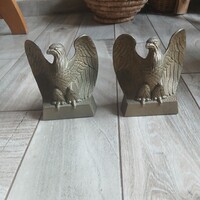 Mesés régi réz birodalmi sasos könyvtámasz/szobor pár (15x13x5,5 cm)