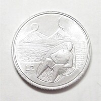 San Marino,2 lire 1976 - Ülő nő aUNC+ aluminium