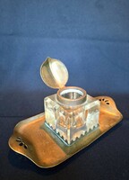 Antik art deco tintarartó lerakó-tálcával!