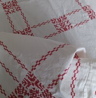 Álomszép antik keresztszemes len abrosz + kisterítő