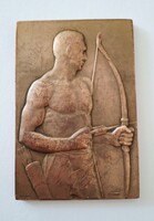 Berán Lajos jelzéssel  KMAC Galamblövő Verseny 1922 bronz emlék plakett  6 x 4 cm