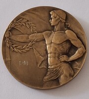 Dep Huguenin  jelzéssel Svájci Tennis bronz emlékérem 1928  5 cm