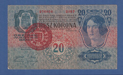 20 Korona 1913 I Kiadás Magyarország felülbélyegzéssel