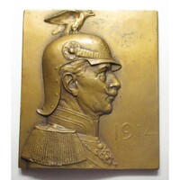 Ausztria,Franz Stiasny: II. Vilmos császár patrióta medál 1914 EF+ bronz 122g65mmx56mm