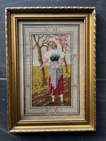 Női alak gobelin 20x30 cm