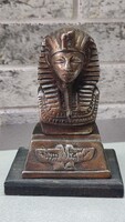 Tutanhamon fáraó bronz mellszobor / asztaldísz (13,5 cm, hibátlan)