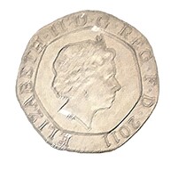 2011. EGYESÜLT KIRÁLYSÁG BRIT 20 penny érem II.ERZSÉBET 6 szögű váltópénz a képek szerint HIBÁTLAN