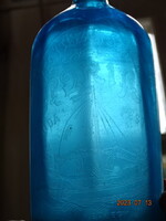 ANTIK FÉL LITERES KÉK SZÓDÁSÜVEG ADRIA BP. VEGYTISZTA SZÍKVÍZ SZÓDAFÚJÓ TÖRPÉK VITORLÁS HAJÓ MOTÍVUM