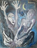 Bakányi Gyula (1955-) Kétségbeesve, olaj vászon J.j.l. 90x118cm