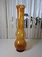 Mid century borostyánsárga művészi fújt üveg váza díszváza padlóváza 42 cm
