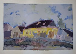 Szily Géza (1938 - ) Gyerekkorom szatócsboltja c. Képcsarnokos festménye Eredeti Garanciával!
