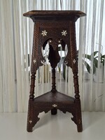 Antik indiai gyöngyház berakásos viktoriánus faragott rózsafa asztal kisasztal INGYEN POSTÁN MARADÓ!