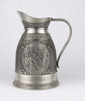 1X677 Jelzett jelenetes német ón kancsó