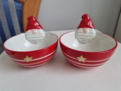 2db mikulásos tálka magassága 6cm, átmérője 12cm