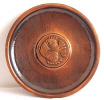 Iparművészeti Bronz falitál Hal csillagjeggyel 31cm