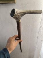 Szarvas agancs nyéllel Sétapálca sétabot tőrös bot kard bajonett szép àllapotban.