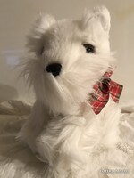 KUTYA - ALKUKÉPES - TERRIER - PLÜSS - 22 x 20 x 12 - cm - HÓFEHÉR -  ÚJSZERŰ - HIBÁTLAN