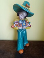 Art Deco Hatalmas H Rhamer Mária Lány  virágokkal 48 cm