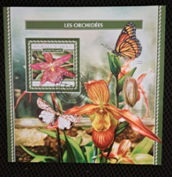 Orchideák Djibouti bélyeg blokk 14 cm x 14 cm