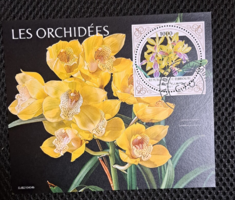 Orchideák Djibouti bélyeg blokk 10 cm x 13 cm