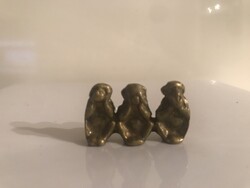 RÉZ - HÁROM MAJOM - 3 - 4 dkg - MINIATŰR - TÖMÖR - NEHÉZ - 3,5 x 2 cm - RETRO - OSZTRÁK - HIBÁTLAN