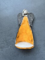 Rusztikus kézműves kerámia angyal mécsestartó