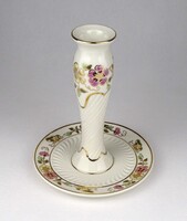 1X611 Vajszínű pillangós Zsolnay porcelán gyertyatartó 14 cm
