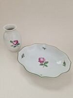 SZÉP AUGARTEN WIEN AUSTRIA BÉCSI RÓZSÁS PORCELÁN TÁLKA ÉS VÁZÁCSKA HIBÁTLAN ÁLLAPOTBAN!