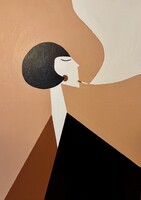 Szabad percek c. art deco festmény
