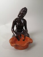 S. KEPES ÁGNES ART DECO KERÁMIA SZOBOR, HAMUTÁL