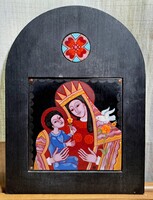 Stefániay Edit: Szűz Mária a kis Jézussal (Képcsarnok, boltíves keret) Anya gyermekével, egyházi