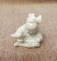 Herendi porcelán kínai fiú madárral!