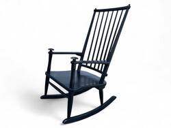 Skandináv fekete hintaszék - vintage mid-century retro design