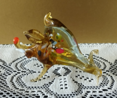 MURANOI MŰVÉSZ ÜVEG VADKAN FIGURA ,NIPP