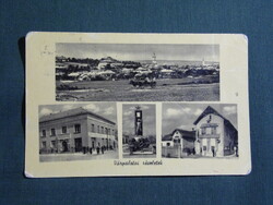 Képeslap,Várpalota,Vár utca,emlékműm,kultúrház,városi látkép,részlet,1955-