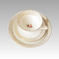 Bavaria GKC porcelán reggeliző szett, teáscsésze + csészealj + tányér minimális hibákkal