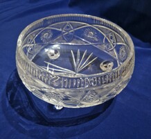 KLASSZIKUS KRISTÁLY BONBONIER / 3 LÁBÚ KÍNÁLÓTÁL – Vastag Csiszolású Ajkai