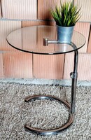 Posztmodern króm üveg design lerakó asztal állítható magasságú ALKUDHATÓ