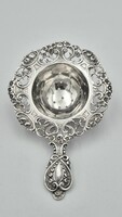 Szecessziós ezüst (830) antik teaszűrő, különleges díszítéssel