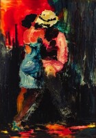 1X810 Táncosok - modern üvegkép 44 x 32 cm