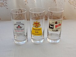 Üveg pohár 004 - whiskys pohár - High Commissioner - Seagram's V.O. - White Horse - 3db egyben 3dl