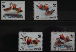 1987. Észak-Korea: WWF sorozat, Mandarinréce bélyegsor Mi 2865-2868 /kacsák