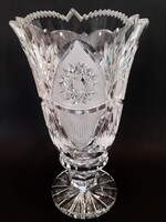 Gyönyörű nagyméretű (~ 3 kg tömegű!!!) dúsan metszett ólomkristály váza 1.- Ft-ról!!!