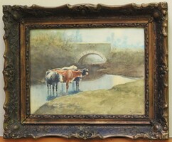 (K) Major L. 1947 jelzéssel : Tehenek a patakban