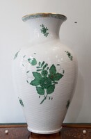 HERENDI ZÖLD APPONYI  MINTÁS VÁZA. EREDETI, HIBÁTLAN, JELZETT, KÉZZEL FESTETT. 32 CM.